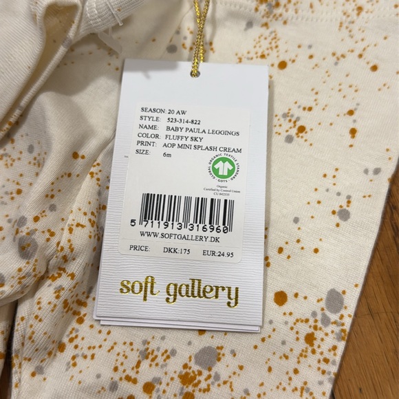 NWT Soft Gallery Cream splash Speckle pajama outfit 2 piece Set organic 6m - Picture 6 of 6